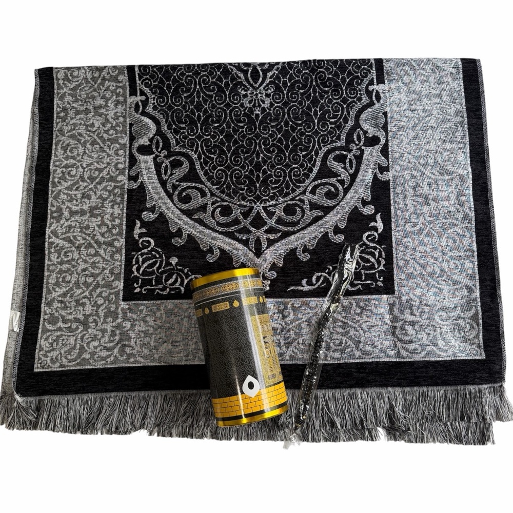 Muslim Prayer Rug Islam and Beads, Kaabe Design Box Eid